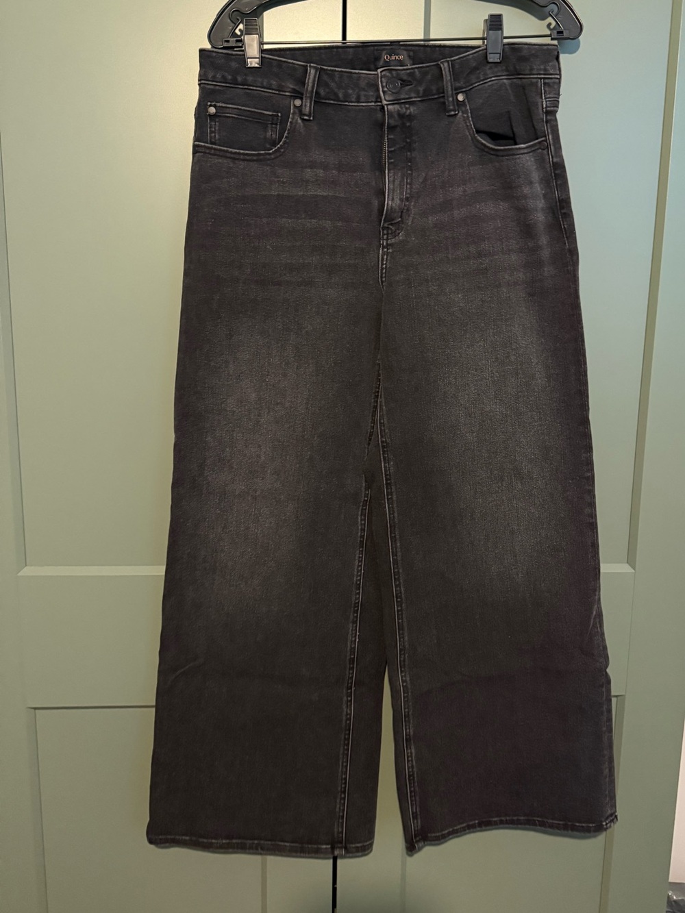 Wide Leg Black Denim Jeans